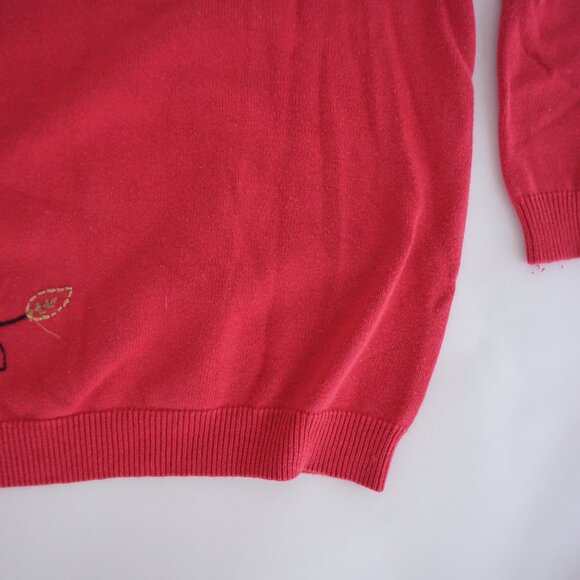 VTG Alfred Dunner Red Cotton Retro 90s Eclectic Grandpa Mock Neck Sweater XL - Picture 5 of 8